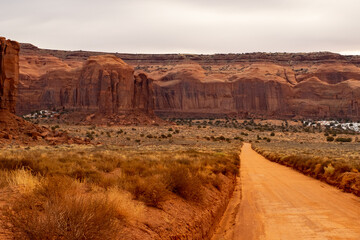 Dirt road off into the distance, Monument Valley