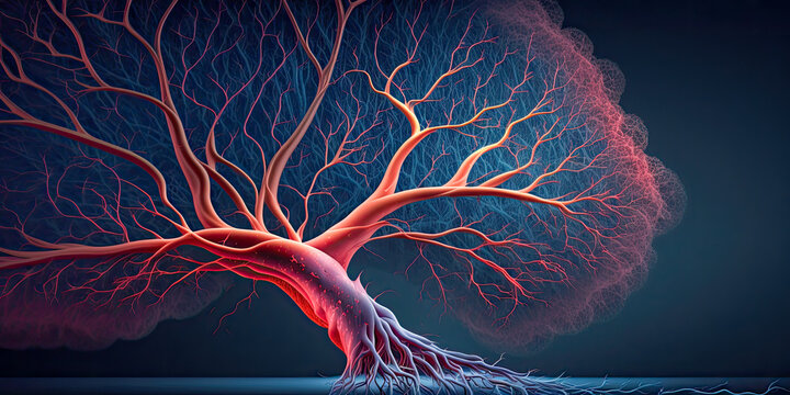 3D illustration of new blood vessel formation - Generative AI