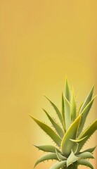 Fototapeta na wymiar Nature's Healing Touch: Aloe Vera on Muted Yellow Background