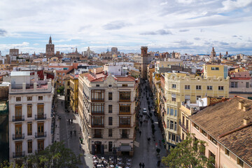 Fototapeta premium Partial view of the old part of the city of Valencia from the Serranos towers. Valencia - Spain