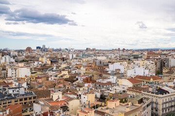 Fototapeta na wymiar Panoramic view of the city of Valencia from the top of the Miguelete tower. Valencia - Spain