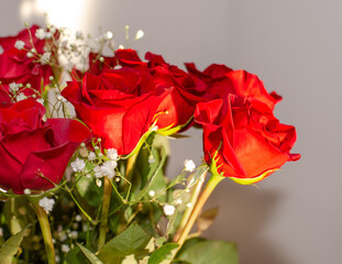 bouquet of red roses in a vase
