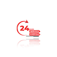 24 hour everyday service sticker design illustration
