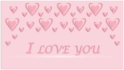 Paper pink hearts fly on soft pink color background. Valentine day concept for design.	
