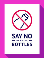 No plastic bottle forbidden poster, modern prohibited sticker