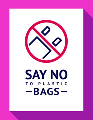 No plastic bag forbidden poster, modern prohibited sticker