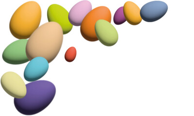 Set of falling colorful easter eggs on white 3d easter eggs backdrop