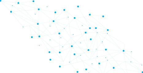 Blue network. Abstract connection on white background. Network technology background with dots and lines for desktop. Ai system background. Abstract data concept. Line background, network technology