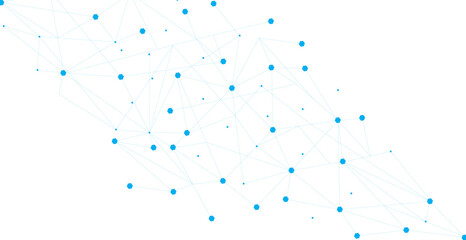 Blue network. Abstract connection on white background. Network technology background with dots and lines for desktop. Ai system background. Abstract data concept. Line background, network technology