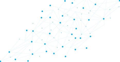 Blue network. Abstract connection on white background. Network technology background with dots and lines for desktop. Ai system background. Abstract data concept. Line background, network technology