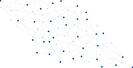 Blue network. Abstract connection on white background. Network technology background with dots and lines for desktop. Ai system background. Abstract data concept. Line background, network technology