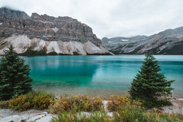 Obraz premium Bow Lake in Alberta, Canada with stunning turquoise water and beautiful mountains