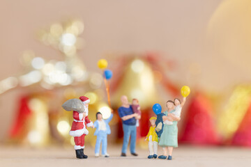 Miniature people, Happy family celebrating A Christmas