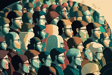 A Stunning Illustration of a Group of Crowded People in Vector Art - Generative AI