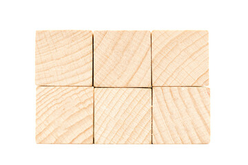 Wooden cubes on white background