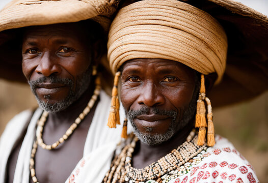 Old men from an African tribe in Ethiopia. Generative AI