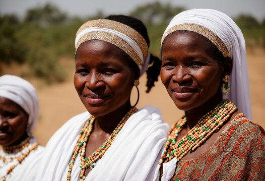 Young women from an African tribe in Ethiopia. Generative AI