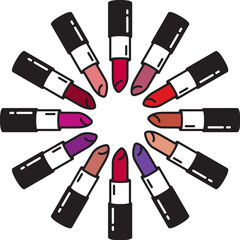 Obraz premium vector colorful opened lipstick tubes