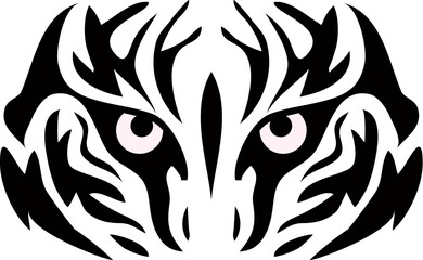 vector flat icon of stylized face of a tiger