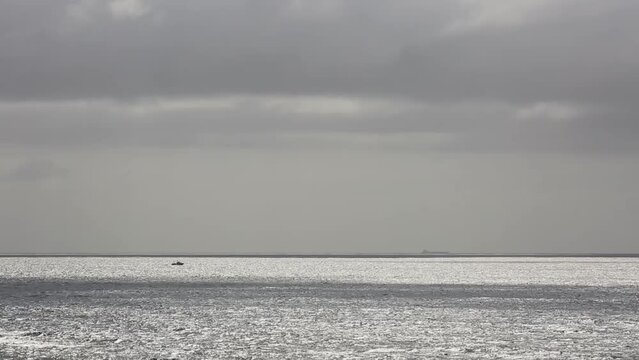 Time Lapse of a Boat Traversing the Pacific Ocean in Southern California 