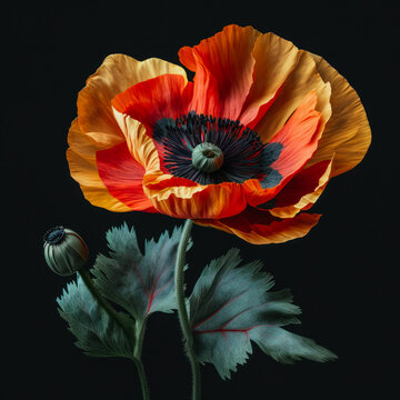 Generative AI illustration of poppy flower