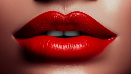 Close up of red woman lips