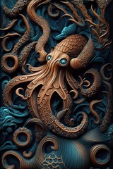 Vintage mysterious octopus pattern