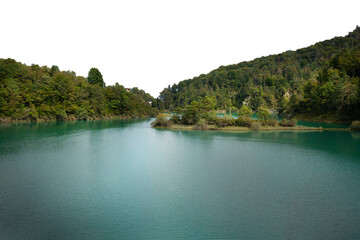panoramic view of Verzegnis lake, Italy with a transparent background