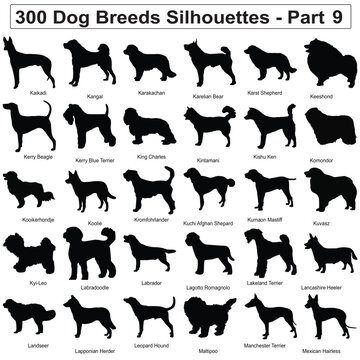 300 Dog Breeds Silhouettes Collection Set Part 9