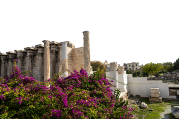 the church of Saint Asomatos also called Sta Skalia within the archaeological site of the Hadrian's library with a transparent background