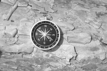 Fototapeta na wymiar round compass on natural background