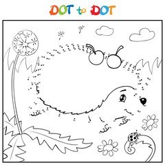 Connect The Dots and Draw Cute Cartoon hedgehog. Educational Game for Kids. Vector Illustration.