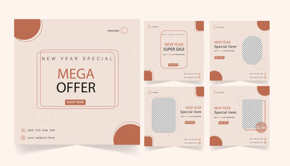 Vector Set of Aesthetic Instagram Fashion Sale Post Vector Template