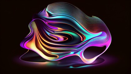 Fototapeta na wymiar Holographic digital 3d render wave background