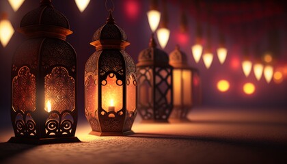 festive lanterns with string lights. generative ai