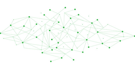 Green network. Abstract connection on white background. Network technology background with dots and lines for desktop. Ai system background. Abstract data concept. Line background, network technology