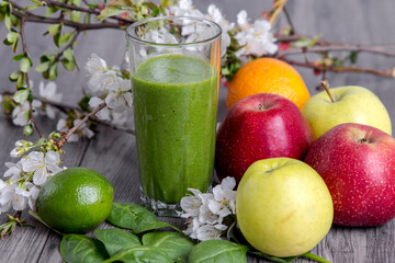 smoothie, owoc, drink, sok, swiezy, glases, zieleń, koktail, strawbery, napoje, deser, słodki, dieta, naturalny, jabłek