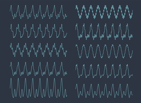Fourier Waves diagram - visualization of acoustic oscillation types - nature of sound - vector concept of waveform signal types