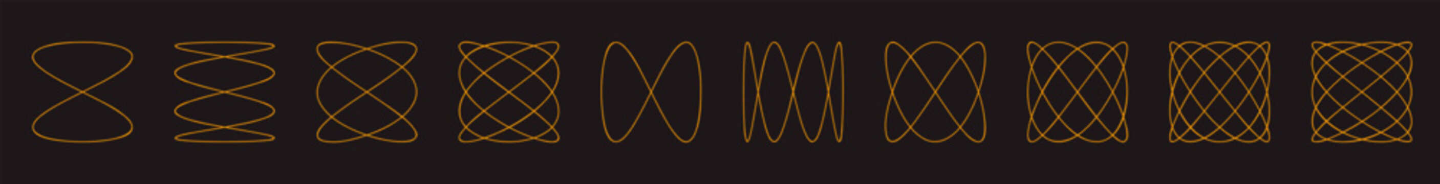 Set of Vector Mathematical Lissajous curve Structure Set - Abstract Harmonograph Art Elements  
