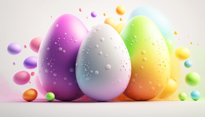 Fototapeta na wymiar Colorful Easter eggs on white background for promotion sale or greeting card.