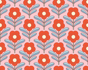 Vintage Damask Floral Vector Seamless Pattern. Decorative Retro Flower Illustration. Abstract Art Deco Background.