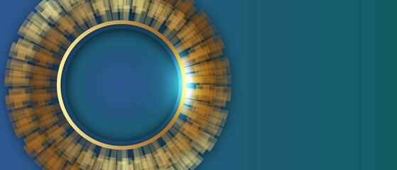 Set of golden ribbon on blue background