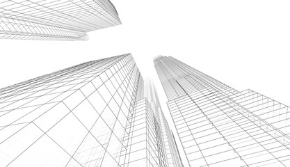 City skyscrapers 3d rendering 3d illustration