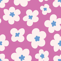 Cute vector floral seamless pattern. Colorful flowers background. Trendy repeat texture for fashion print, wallpaper or fabric.