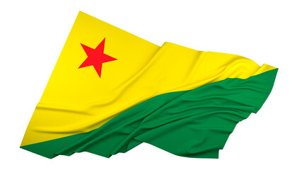 Bandeira do estado do Acre, região Norte, Brasil - Ilustração 3D
