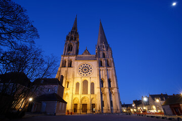 Fototapeta na wymiar The Our Lady of Chartres cathedral is one of the most visited tourist destination in France.
