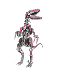 raptor in camouflage is angry on white background