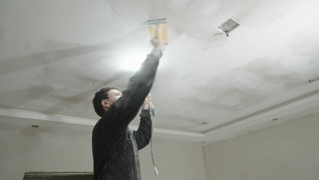 repair and renovation of the plasterboard ceiling on the construction site