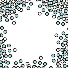 Fototapeta na wymiar Blue and cream circle dots frame. Vector illustration. 