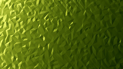 Green background. Texture triangular. Geometric pattern. Triangular background for site. Volumetric triangular decoration. Modern stylish background. Backdrop, wallpaper. 3d image.